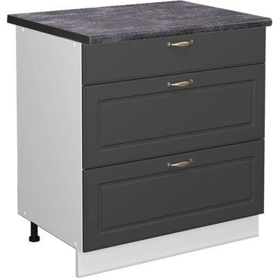 Vicco Fame-Line Mueble Bajo de Cocina - Antracita-oro, 80cm, 3 Cajones Vicco Fame-Line Mueble Bajo de Cocina - Antracita-oro, 80cm, 3 Cajones