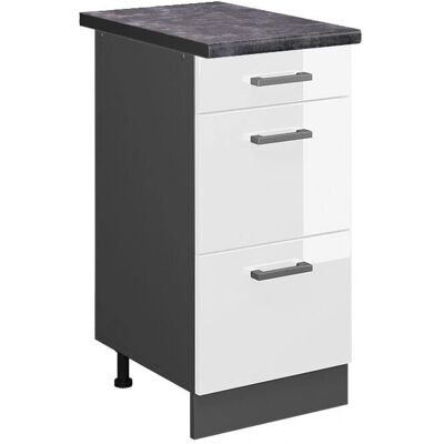 Gabinete base de cocina Vicco R-Line, Blanco alto brillo/Antracita, 40cm Gabinete base de cocina Vicco R-Line, Blanco alto brillo/Antracita, 40cm