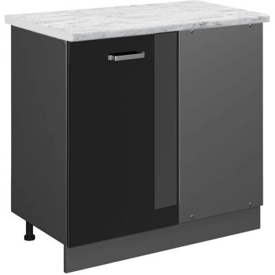Vicco Armario de esquina - Negro brillo intenso 86 cm - Solución de almacenamiento Vicco Armario de esquina - Negro brillo intenso 86 cm - Solución de almacenamiento