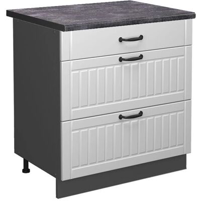 Gabinete de cocina Vicco Fame-Line - 80cm, 3 cajones, Antracita Gabinete de cocina Vicco Fame-Line - 80cm, 3 cajones, Antracita