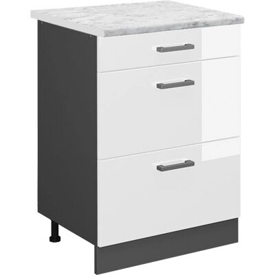 Vicco R-Line Küchenunterschrank - Weiß Hochglanz - 60cm - Höhenverstellbar Vicco R-Line Küchenunterschrank - Weiß Hochglanz - 60cm - Höhenverstellbar