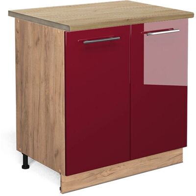 Armario bajo para fregadero Vicco Fame-Line - Gabinete de cocina - Rojo Borgoña alto brillo - 80cm Armario bajo para fregadero Vicco Fame-Line - Gabinete de cocina - Rojo Borgoña alto brillo - 80cm