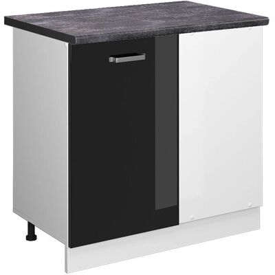 Armario de esquina R-Line Vicco - Negro brillo / Blanco / Antracita - 86 cm Armario de esquina R-Line Vicco - Negro brillo / Blanco / Antracita - 86 cm