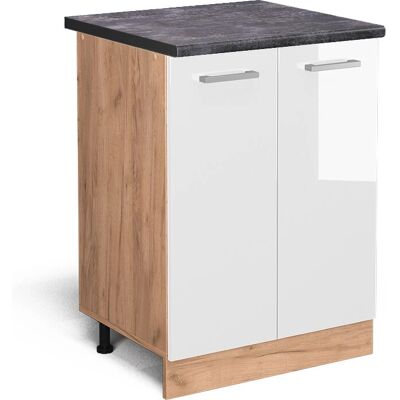 Gabinete de cocina Vicco R-Line - Blanco alto brillo/Roble dorado - 60cm Gabinete de cocina Vicco R-Line - Blanco alto brillo/Roble dorado - 60cm