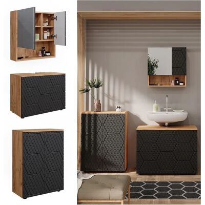Conjunto de Muebles de Baño Vicco Irma - Roble Dorado / Antracita - 3 Piezas Conjunto de Muebles de Baño Vicco Irma - Roble Dorado / Antracita - 3 Piezas