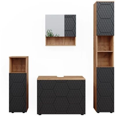 Conjunto de Muebles de Baño Vicco Irma - Roble Dorado/Antracita/Rayas Antracita Conjunto de Muebles de Baño Vicco Irma - Roble Dorado/Antracita/Rayas Antracita