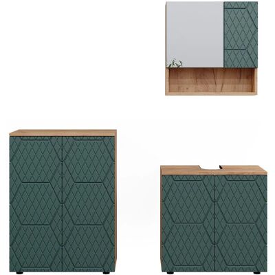 Ensemble de Meubles de Salle de Bain Vicco Irma - Vert - 3 Pièces - Publicité Ensemble de Meubles de Salle de Bain Vicco Irma - Vert - 3 Pièces - Publicité