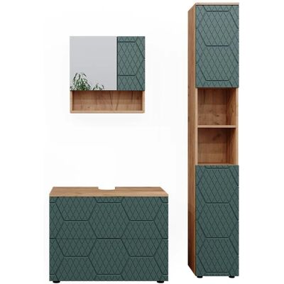 Conjunto de Muebles de Baño Vicco Irma - 3 Piezas, Verde - Muebles de Baño Conjunto de Muebles de Baño Vicco Irma - 3 Piezas, Verde - Muebles de Baño