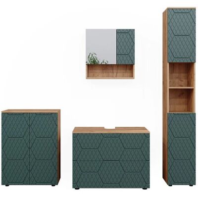 Conjunto de muebles de baño Vicco Irma - 4 piezas, Verde y Dourado Conjunto de muebles de baño Vicco Irma - 4 piezas, Verde y Dourado