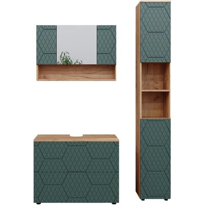Ensemble de meubles de bain Vicco Irma - Vert et Chêne - 3 pièces - Publicité Ensemble de meubles de bain Vicco Irma - Vert et Chêne - 3 pièces - Publicité