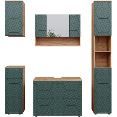 Ensemble de meubles de salle de bain Vicco Irma - Vert, 5 pièces - Publicité Ensemble de meubles de salle de bain Vicco Irma - Vert, 5 pièces - Publicité