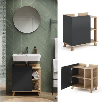 Vicco Mueble bajo lavabo Karen - Gabinete de baño moderno con estantes abiertos Vicco Mueble bajo lavabo Karen - Gabinete de baño moderno con estantes abiertos