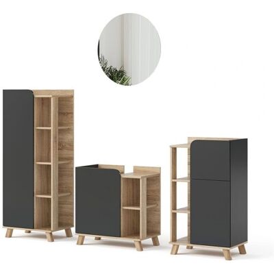 Conjunto de muebles de baño Vicco Karen - Antracita - 4 partes Conjunto de muebles de baño Vicco Karen - Antracita - 4 partes