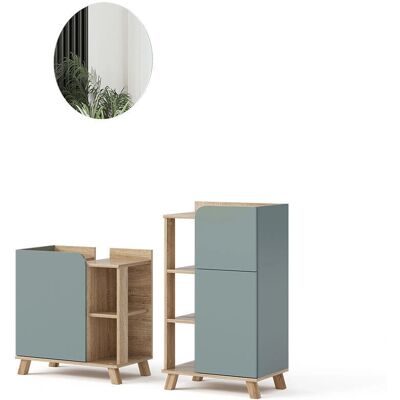 Conjunto de muebles de baño Vicco Karen - Sonoma/Gris azulado - 3 piezas Conjunto de muebles de baño Vicco Karen - Sonoma/Gris azulado - 3 piezas