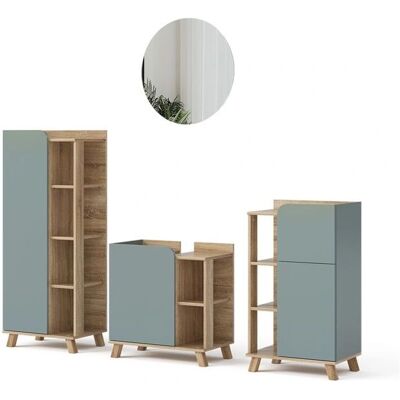 Set de Muebles de Baño Vicco - Sonoma/Gris azulado - 4 partes Set de Muebles de Baño Vicco - Sonoma/Gris azulado - 4 partes