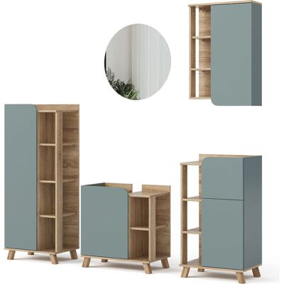 Conjunto de muebles de baño Vicco Karen - Sonoma/Gris azulado - Muebles de baño Conjunto de muebles de baño Vicco Karen - Sonoma/Gris azulado - Muebles de baño
