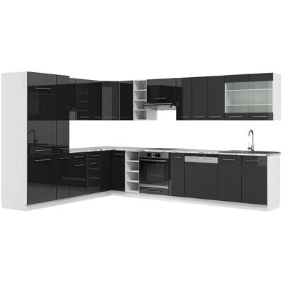 Vicco - Antracita Brillo Intenso/Blanco, 347x257 cm - Armario de cocina en L Vicco - Antracita Brillo Intenso/Blanco, 347x257 cm - Armario de cocina en L