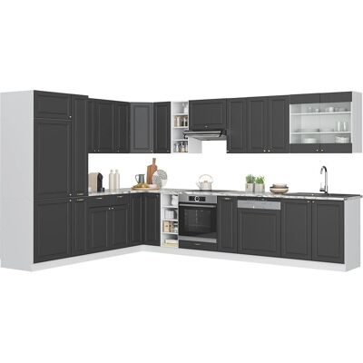 VICCO Cocina esquinera Fame-Line Antracita-Oro/Blanco 347x257cm VICCO Cocina esquinera Fame-Line Antracita-Oro/Blanco 347x257cm