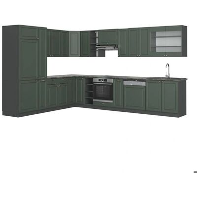 Vicco - Cocina esquinera Fame-Line - Verde-Dorado - 347x257 cm Vicco - Cocina esquinera Fame-Line - Verde-Dorado - 347x257 cm
