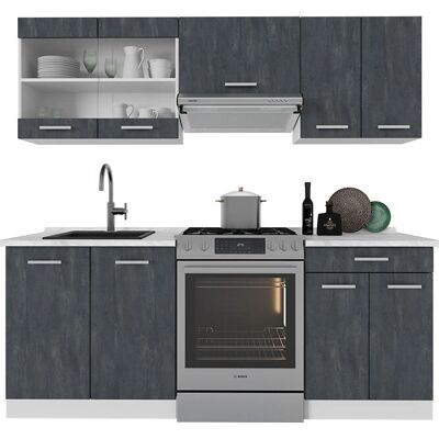 Gabinete de cocina Vicco R-Line - Negro/Blanco - 200cm Gabinete de cocina Vicco R-Line - Negro/Blanco - 200cm