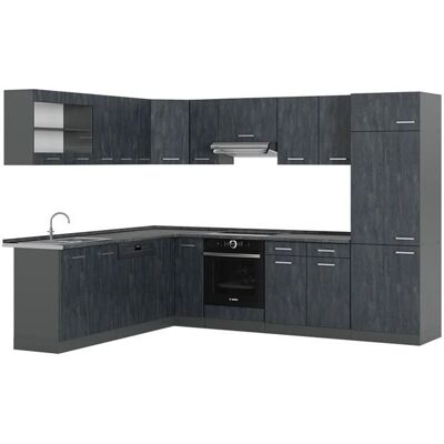 Vicco - Cocina en forma de L, Concreto negro/Antracita, 227 x 287 cm - Cocina Vicco - Cocina en forma de L, Concreto negro/Antracita, 227 x 287 cm - Cocina