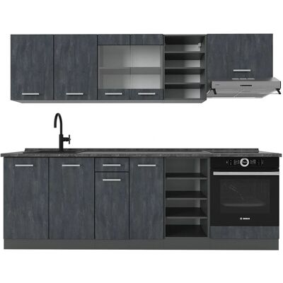 Mueble de cocina R-Line Vicco - 240cm Negro/Antracita - Muebles de cocina Mueble de cocina R-Line Vicco - 240cm Negro/Antracita - Muebles de cocina
