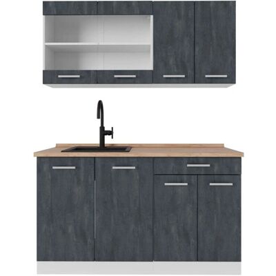 Vicco R-Line Armario de Cocina - 140cm, Negro/Blanco, Roble Vicco R-Line Armario de Cocina - 140cm, Negro/Blanco, Roble