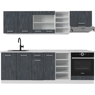 Vicco Mueble de Cocina - 240cm, Negro/Blanco, Modular - Mueble de Cocina Vicco Mueble de Cocina - 240cm, Negro/Blanco, Modular - Mueble de Cocina