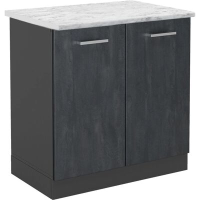 Gabinete de Cocina Vicco - Ajustable, Modular, 80cm, Negro/Mármol - Gabinete de Cocina Gabinete de Cocina Vicco - Ajustable, Modular, 80cm, Negro/Mármol - Gabinete de Cocina