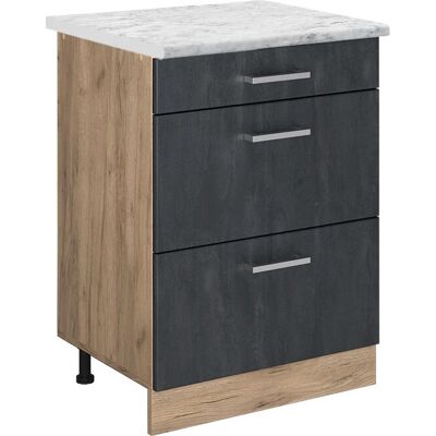 Gabinete bajo de cocina Vicco R-Line - Hormigón negro / Roble dorado - 60cm Gabinete bajo de cocina Vicco R-Line - Hormigón negro / Roble dorado - 60cm
