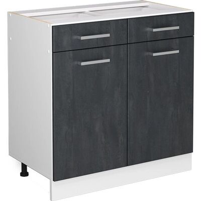 Gabinete bajo de cocina Vicco R-Line - Ajustable, 80cm, Negro/Blanco Gabinete bajo de cocina Vicco R-Line - Ajustable, 80cm, Negro/Blanco