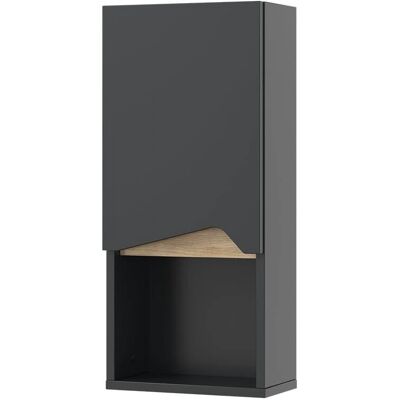 Vicco Armario de baño Marelle - Antracita, 30 x 67 cm con puerta y compartimento abierto Vicco Armario de baño Marelle - Antracita, 30 x 67 cm con puerta y compartimento abierto