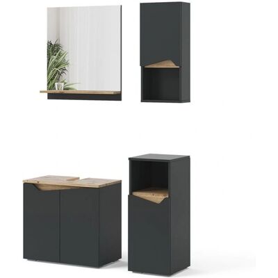 Conjunto de muebles de baño Vicco Marelle - Antracita - 4 piezas Conjunto de muebles de baño Vicco Marelle - Antracita - 4 piezas