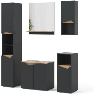 Conjunto de Muebles de Baño Vicco Marelle - Antracita - 5 Piezas Conjunto de Muebles de Baño Vicco Marelle - Antracita - 5 Piezas