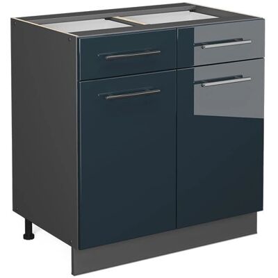 Vicco - Dunkelblauer Hochglanz Küchenschrank - Küchenmöbel Vicco - Dunkelblauer Hochglanz Küchenschrank - Küchenmöbel