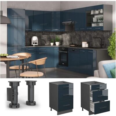 Vicco - Mueble bajo de cocina Fame-Line Azul oscuro alto brillo 50 cm Roble Vicco - Mueble bajo de cocina Fame-Line Azul oscuro alto brillo 50 cm Roble