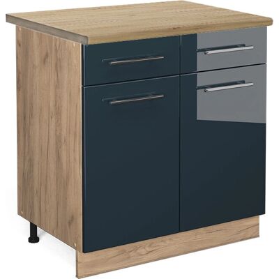 Vicco - Mueble bajo de cocina Fame-Line Azul oscuro alto brillo - Mueble de cocina Vicco - Mueble bajo de cocina Fame-Line Azul oscuro alto brillo - Mueble de cocina