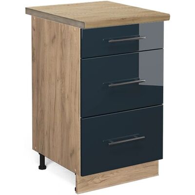 Vicco - Mueble bajo de cocina Fame-Line Azul oscuro alto brillo - Armario de cocina Vicco - Mueble bajo de cocina Fame-Line Azul oscuro alto brillo - Armario de cocina