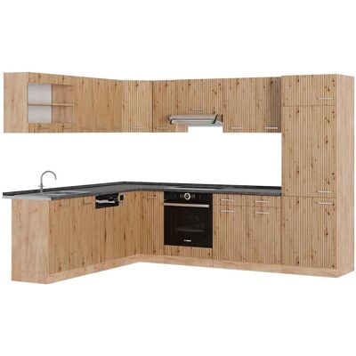 Cocina en L Vicco R-Line - 227x287cm, Antracita, Roble artesanal/Dorado Cocina en L Vicco R-Line - 227x287cm, Antracita, Roble artesanal/Dorado