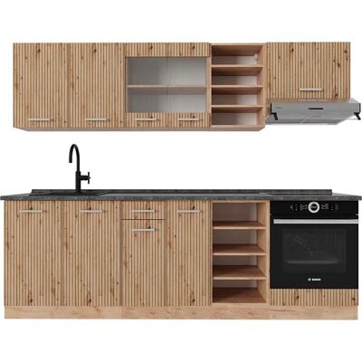 Gabinete de cocina Vicco - 240cm, Antracita, Roble rústico, Modelo R-Line Gabinete de cocina Vicco - 240cm, Antracita, Roble rústico, Modelo R-Line