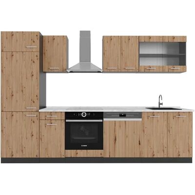 Muebles de Cocina Vicco R-Line - 300cm Antracita y Roble Muebles de Cocina Vicco R-Line - 300cm Antracita y Roble
