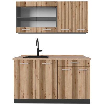 Armario de cocina Vicco R-Line - Roble artesanal/antracita - 140cm - Espacio pequeño Armario de cocina Vicco R-Line - Roble artesanal/antracita - 140cm - Espacio pequeño