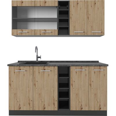 Vicco - R-Line Küche, 160cm, Eiche/Anthrazit, Modell Vicco - R-Line Küche, 160cm, Eiche/Anthrazit, Modell