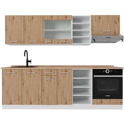 Vicco R-Line Gabinete de Cocina - 240cm, Blanco, Roble artesanal Vicco R-Line Gabinete de Cocina - 240cm, Blanco, Roble artesanal