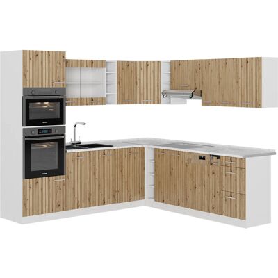 Cocina esquiner R-Line Vicco - 237x247cm, Beige/Blanco - Cocina en esquina Cocina esquiner R-Line Vicco - 237x247cm, Beige/Blanco - Cocina en esquina