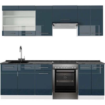 Vicco - Mueble de cocina Fame-Line - Azul oscuro, blanco, antracita - 240cm Vicco - Mueble de cocina Fame-Line - Azul oscuro, blanco, antracita - 240cm