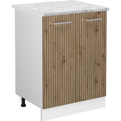 Vicco R-Line Küchenschrank - 60cm, Modular, Weiß & Eiche Vicco R-Line Küchenschrank - 60cm, Modular, Weiß & Eiche