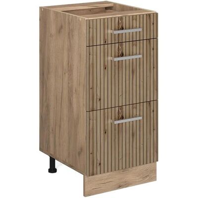 Mueble de cocina de roble rústico Vicco - 40cm, 3 cajones Mueble de cocina de roble rústico Vicco - 40cm, 3 cajones