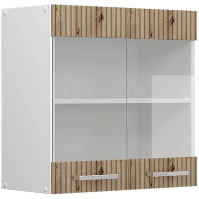Armoire Murale Vicco - 60cm Verre, Chêne Artisanal - Cuisine - Publicité Armoire Murale Vicco - 60cm Verre, Chêne Artisanal - Cuisine - Publicité