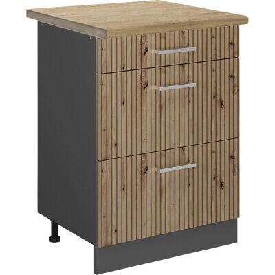 Vicco Roble artesanal/Antracita - Mueble bajo de cocina - Cocina Vicco Roble artesanal/Antracita - Mueble bajo de cocina - Cocina